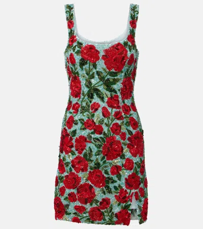 La Fuori Floral Sequined Minidress In Multi
