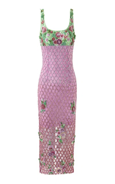 La Fuori Forbidden Flora Embellished Midi Dress In Multi