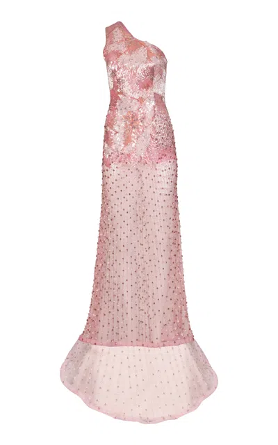 La Fuori Frosted Pink Embroidered Gown