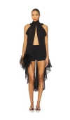 La Fuori Gathered Halter Top In Black