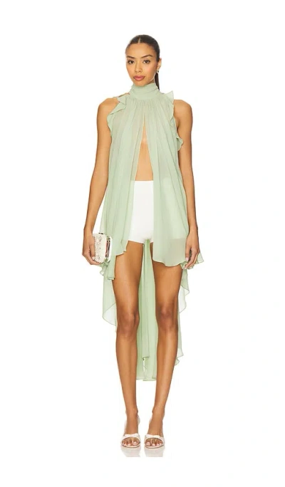 La Fuori Gathered Halter Top In Sage