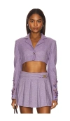 La Fuori Georgiana Tweed Mini Jacket In Purple