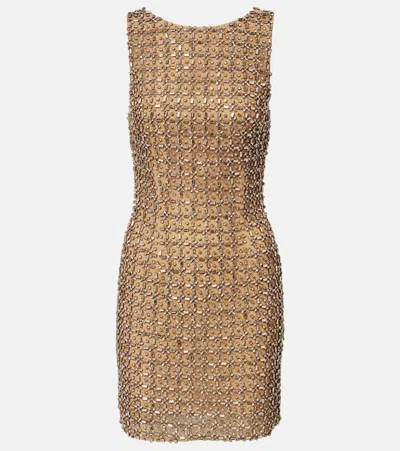 La Fuori Là Fuori Gilded Crystal-embellished Minidress In Brown