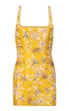 La Fuori Golden Hour Embroidered Silk Mini Dress In Orange