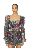 La Fuori Graphic Jungle Top In Multi