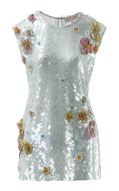 La Fuori Ice Garden Embellished Top In Metallic