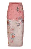 La Fuori Inked Lily Embroidered Skirt In Pink