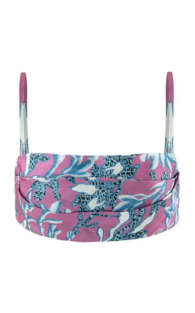 La Fuori Iris Bloom Silk Bralette In Pink