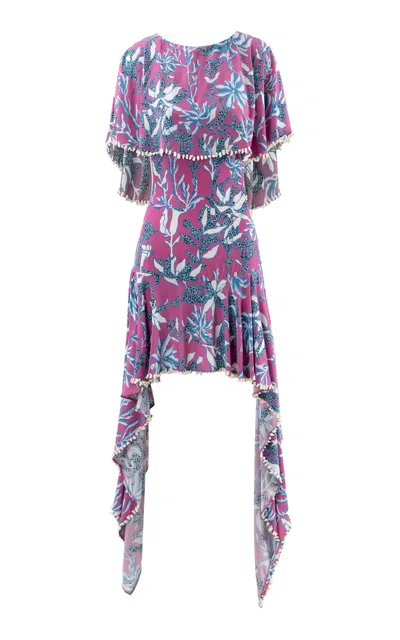 La Fuori Iris Bloom Silk Mini Dress In Pink
