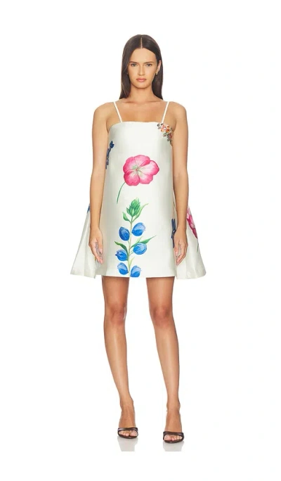La Fuori Iris Of The Sapphire Garden Mini Dress In White