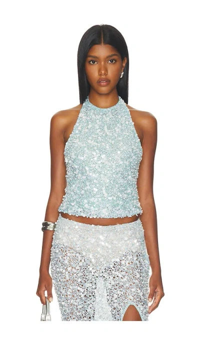 La Fuori Isolde Lace Top In Blue