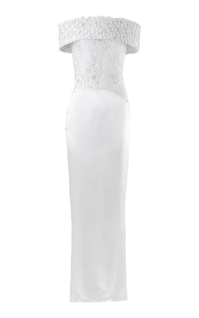 La Fuori Ivory Allure Embellished Gown In Neutral