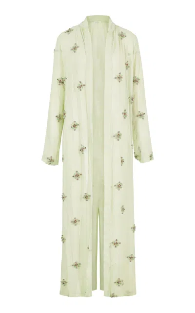 La Fuori Jade Dew Silk Cape In Green