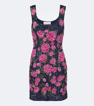 La Fuori La Nuit Embellished Minidress In Blue