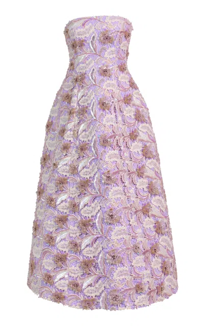 La Fuori Lilac Chantilly Embellished Gown In Purple