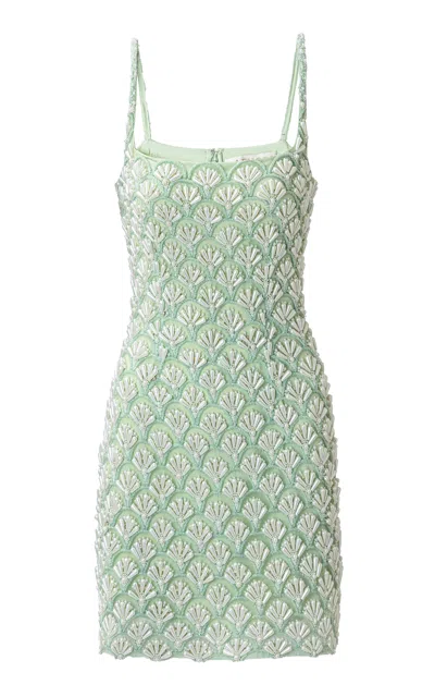La Fuori Louvre Scallop Pearl Mini Dress In Gray