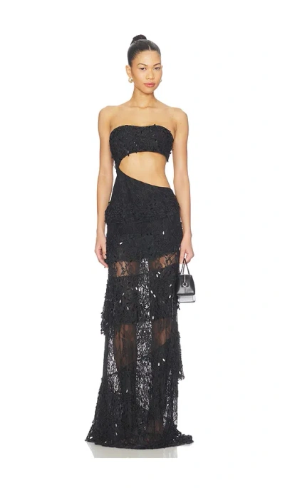 La Fuori Luna Veil Tier Dress In Black