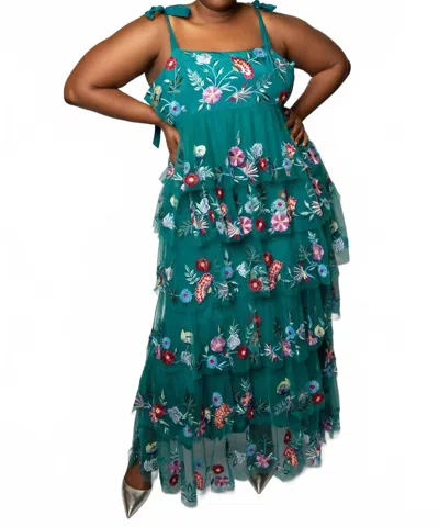La Fuori Madelyn Dress - Plus Size In Sea Green Floral