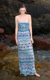 La Fuori Marina Blue Embroidered Gown