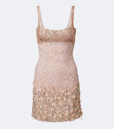La Fuori Là Fuori Maris Sequined Minidress In Gold