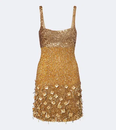 La Fuori Là Fuori Maris Sequined Minidress In Neutral