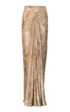 La Fuori Midas Sand Cascade Sequin Skirt In Brown