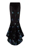 La Fuori Midnight Azul Embroidered Skirt