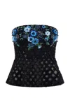 La Fuori Midnight Azul Embroidered Top