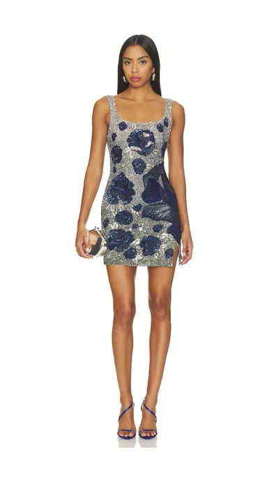 La Fuori Midnight Rose Mini Dress In Blue