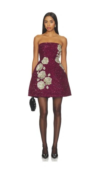 La Fuori Midnight Rosette Dress In Red