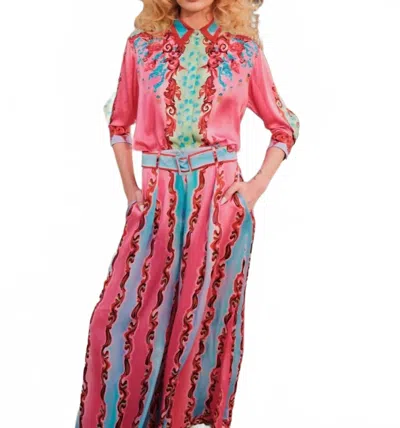 La Fuori Mission Long Sleeve Shirt In Pink And Blue