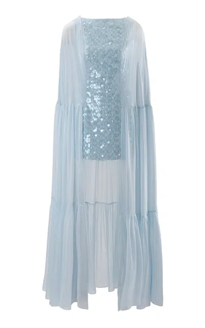 La Fuori Moonstone Sequined Mini Dress In Blue