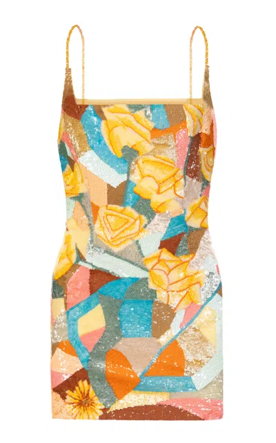 La Fuori Mosiac Burst Mini Dress In Multi
