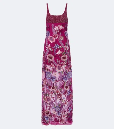 La Fuori Là Fuori Mystical Garden Embellished Floral Gown In Multi