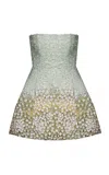 La Fuori Mystical Garden Embroided Mini Dress In Blue