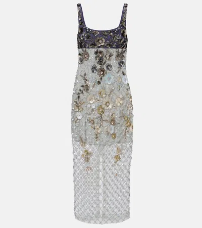 La Fuori Là Fuori Nyx Bloom Aurora Embellished Cocktail Dress In Blue