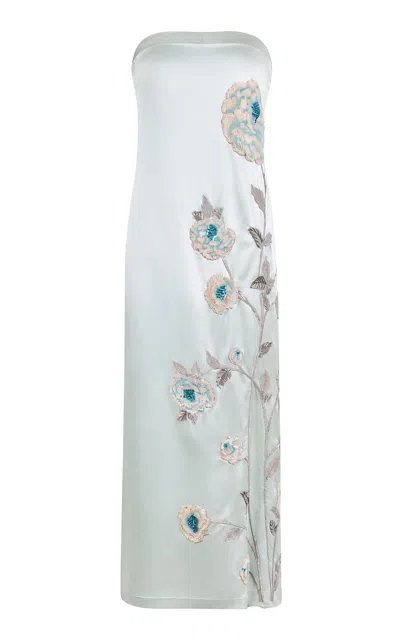 La Fuori Pale Jade Trail Column Dress In Gray