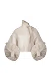 La Fuori Pearl Tie-up Silk Top In Neutral