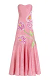 La Fuori Peony Petaleeza Corset Gown In Pink