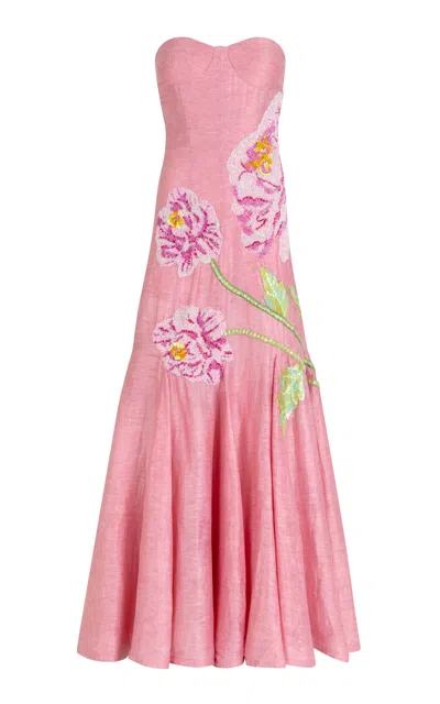 La Fuori Peony Petaleeza Corset Gown In Pink