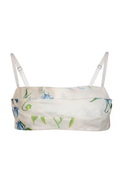La Fuori Petal Cascade Flounce Silk Top In White