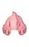 La Fuori Petal Pink Tie-up Silk Top