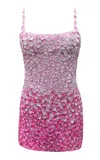 La Fuori Pink Petal Ombre Embroidered Dress