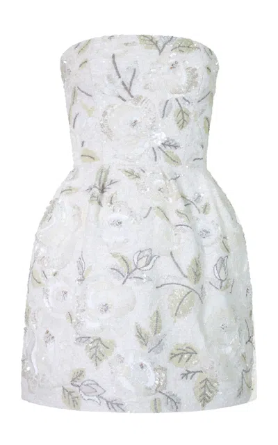 La Fuori Porcelain Meadow Mini Dress In White