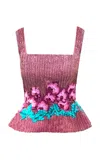 La Fuori Prism Pink Embroidered Mini Top