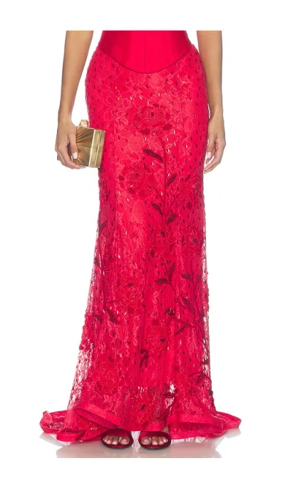 La Fuori Red Siren Rose Skirt