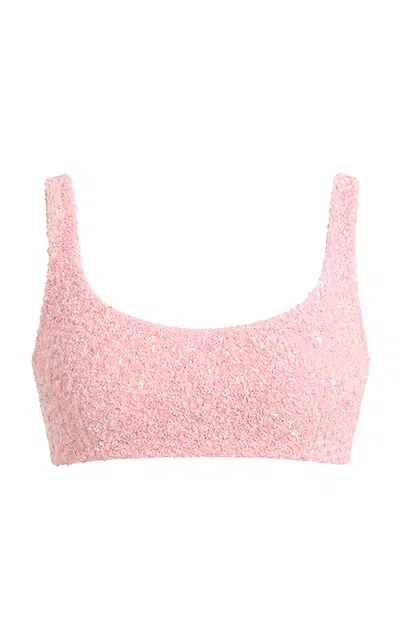 La Fuori Rose Allure Embellished Bralette In Pink
