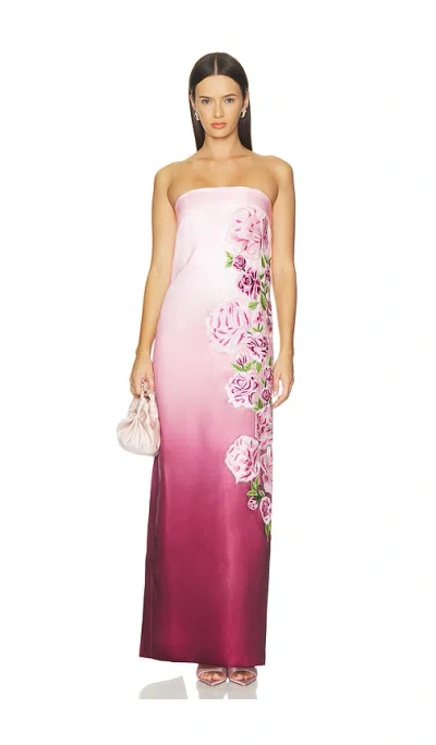 La Fuori Rose Armour Column Dress In Pink