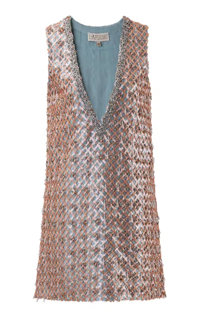 La Fuori Rose Mirage Embellished Mini Dress In Brown