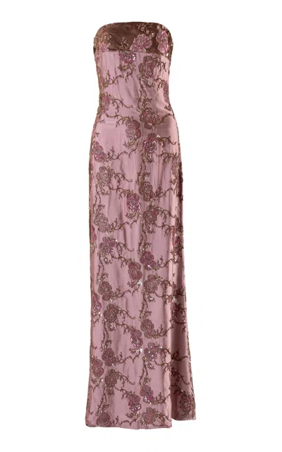 La Fuori Rose Noir Silk-lurex Gown In Multi